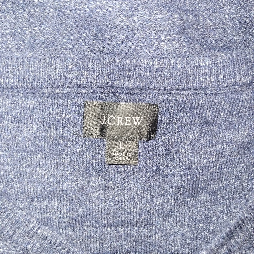 J. CREW Rugged Cotton Henley Sweater Blue Marled Long Sleeve 3-Button Pullover